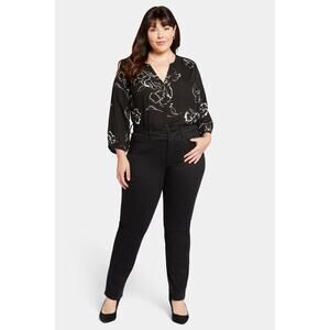 NYDJ Marilyn Straight Jeans In Plus sz 20W petite black new with tags $119 WJ113